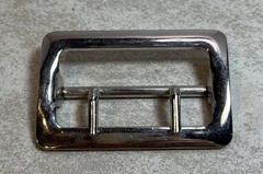 Vintage Solid Brass Chrome Plated 3”Double Prong Heavy Duty Belt Buckle