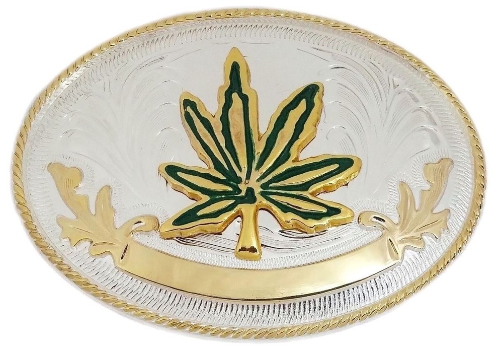 MARIJUANA METAL NOVELTY BELT BUCKLE