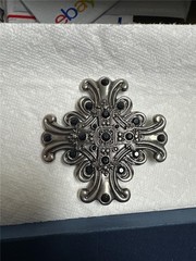 Vintage Unique Cross with Stones Belt Buckle As Is