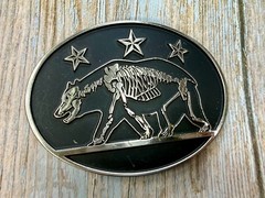 California State Flag Skeleton Grizzly Bear Stars Belt Buckle Chrome 6464