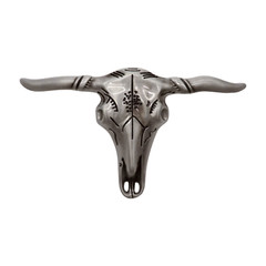 Men Western Accessory Silver Metal Belt Buckle Long Horn Texas Cow Bull Cowboys