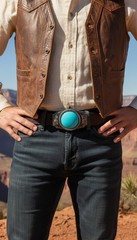 Men Women Southwestern Fashion Belt Buckle Silver Metal Turquoise Blue Cowboys