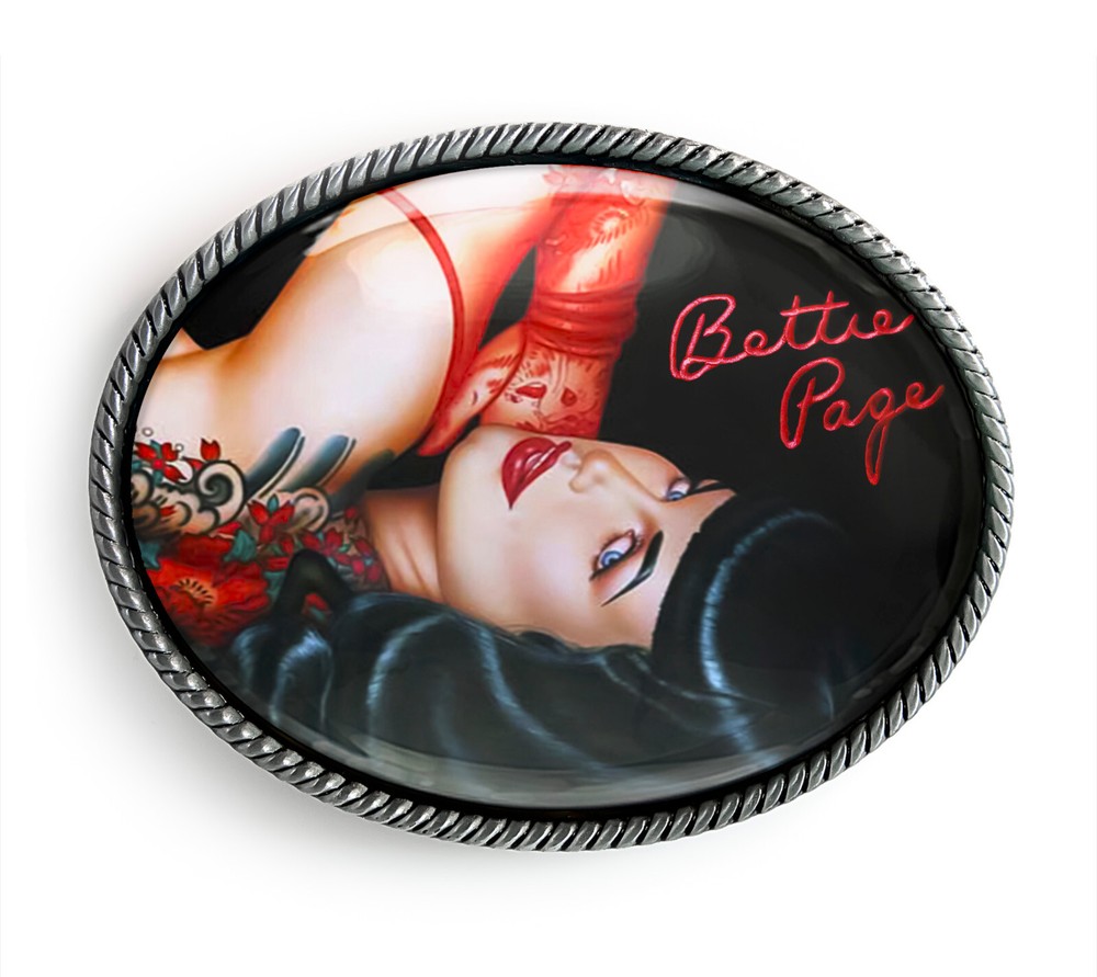 Betty Page Fetish Belt Buckle – Pinup Girl Japanese Geisha Belt Buckles – 261