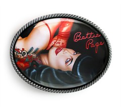 Betty Page Fetish Belt Buckle – Pinup Girl Japanese Geisha Belt Buckles – 261