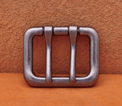 Men Heavy Duty Double Tongue Pin Prong Belt Buckle Fits 40MM Belt Strap Silver