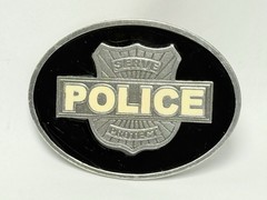 Police Serve and Protect Law Enforcement Metal Belt Buckle Silver Plated 2008