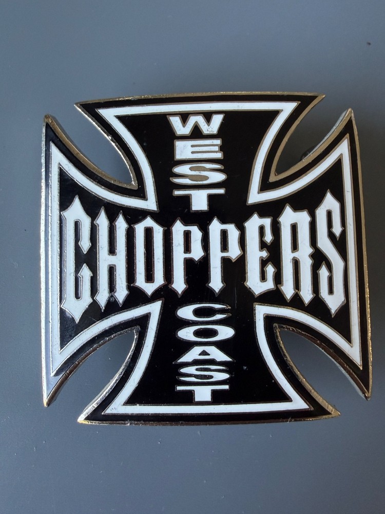 Vintage 2003 West Coast Choppers Belt Buckle Jesse James Iron Cross Enamel WCC