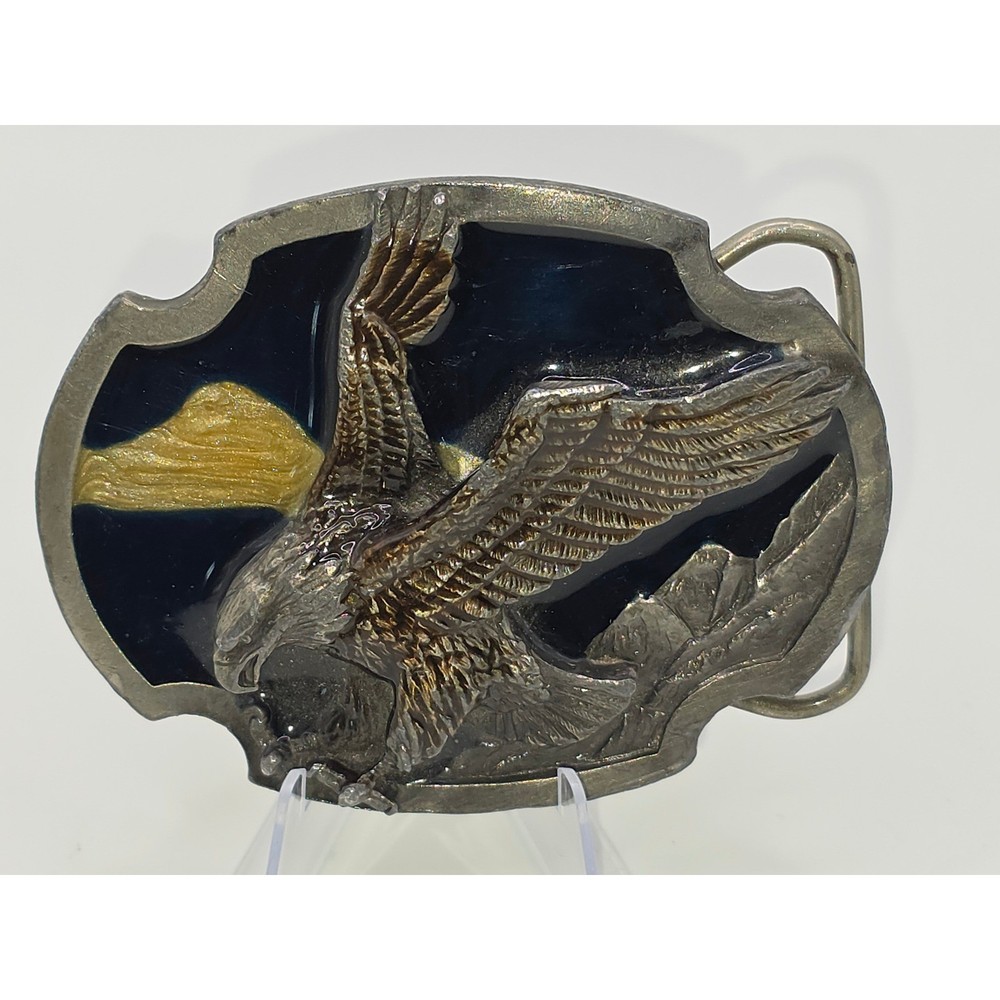 Vintage 1986 Siskiyou Buckle Co Eagle Mountain Enamel Belt Buckle T-30 USA Made