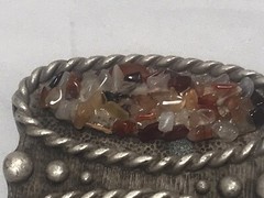 Unique Belt Buckle w/ Polished Stones ?? Grams- Made in Italy