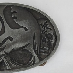 Skull Belt Buckle Metal Oval Lead-Free Gothic Design 5&Prime;x3&Prime;