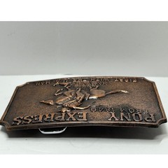 Pony Express From 1849 Belt Buckle Copper Tone First With The US Mail Western