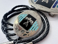 Johnson & Held Ltd. Thunderbird Inlay Western Belt Buckle & Bolo Tie Set, Silver