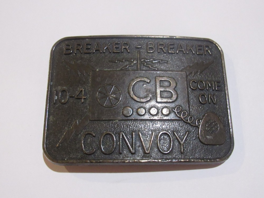 Breaker-Breaker CB Convoy bronze metal 3D engraved belt buckle vintage? brass
