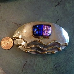 Art Glass and Mixed Metals Belt Buckles (2) Handmade