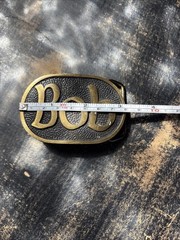 Vintage 1970s BOB Letters Solid Brass Gold Slide Belt Buckle Rectangular