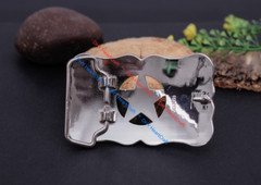 WESTERN COWBOY LONG HUGE SLIVER GLOD TEXAS RANGER STAR RODEO TROPHY BELT BUCKLE