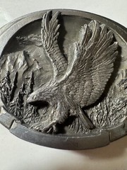 BELT BUCKLE BLOWOUT: Vintage C&J Eagle Belt Buckle + 40 Used Leather Belt BB-219
