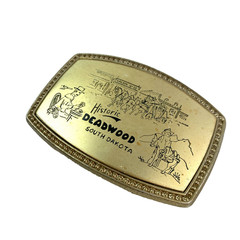 Vintage Historic Deadwood South Dakota 681 Beaded Edge Metal Belt Buckle