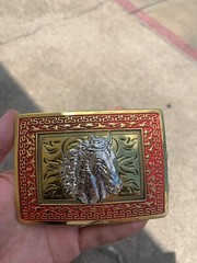 Western Buckle Gold Silver Red Horse Head Cowboy Buckle 2 » Hebilla Vaquero