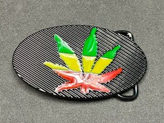 Cannabis Marijuana Pot Leaf Ganga Rasta Green Yellow Red Colors Belt Buckle