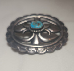 Vintage, Native American Southwestern belt Buckle. 935 Sterling.