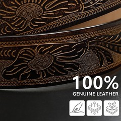 Evbopa Western Leather Belts for Men 33&Prime;-36&Prime;, Bronze Bull Buckle/Brown Belt