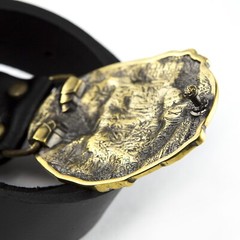 Belt buckle Fighting Knight, Medieval military solid brass belt buckle