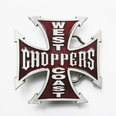 West Coast Choppers Belt Buckle Iron Cross Red