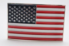 Men Women Belt Buckle Metal Silver United State America USA Flag Red Blue Unisex