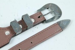 UNCLE SAM W Sterling Silver Buckle Navajo Native Turquoise Beaded Leather BELT