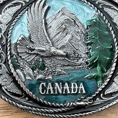 Vintage Siskiyou Canada Belt Buckle 90’s Mountain Eagle Enamel