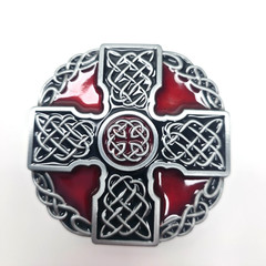 Metal Round Celtic Cross & Knotwork Belt Buckle – Open Box / New Old Stock