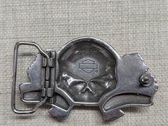 vintage Y2K belt buckle HARLEY DAVIDSON chrome metal SKULL motorcycle WESTERN
