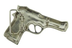 Gun Belt Buckle Silver Chrome Metal Blinged Iced Style Fashion Men Women Cowgirl