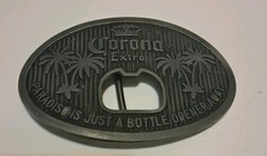 Corona Extra Large Metal Belt Buckle Beer Bottle Opener, 3.25&Prime;