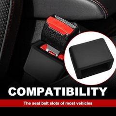 2-Pack Silicone Safety Belt Buckle Holder & Booster | Non-Slip Buckle Black