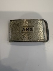 925 Sterling Silver Vintage Hammered Finish Belt Buckle Monogram AMC 17g