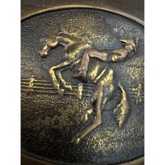 Vintage 1978 BTS Brass Belt Buckle Rodeo Cowboy Bucking Bronco Made in USA 3&Prime;