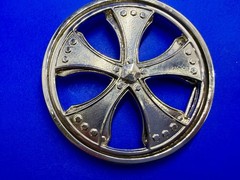 Round Sports Car Truck Rim Tire Spinner Moving Wheel Silver Color Belt Buckle