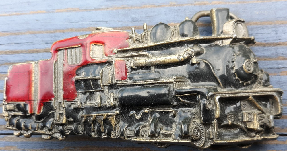 belt buckle 1983 Great American Buckle #9 train locomotive engine 3.5&Prime; long