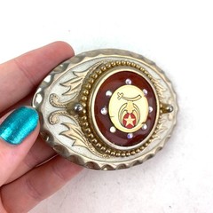 Vintage Masonic Shriners Orange Gold Tone Bling 3D Metal Belt Buckle