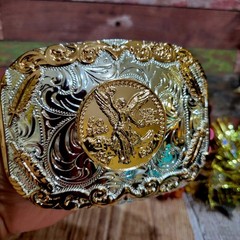 Centenario Cowboy Belt Buckle Western Hebilla Rodeo Silver Rosetone Coin