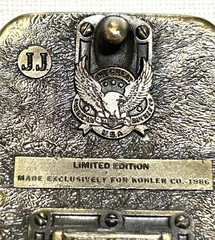 Vintage 1986 Kohler Limited Edition Brass Belt Buckle American Buckle Co USA NOS
