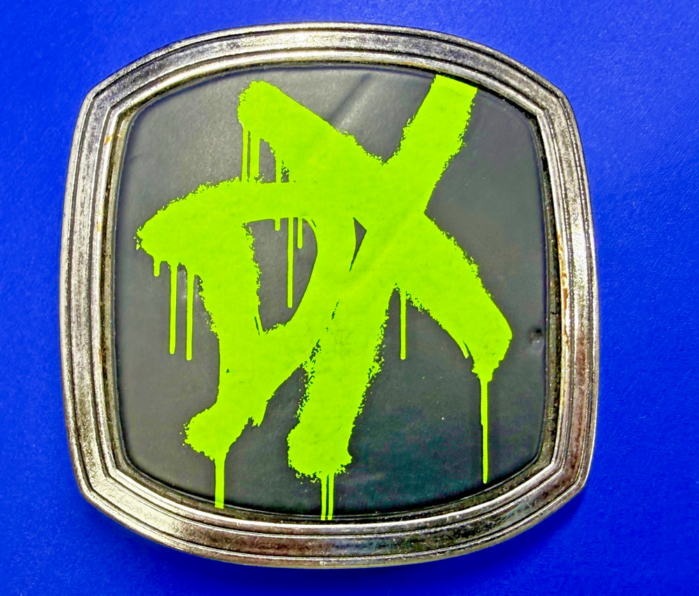 D Generation X WWE Silver DX Black Green Metal 2006 Wrestling Used Belt Buckle