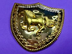Running Galloping Horse Shield with Sparkling Rhinestones Reflective Belt Buckle