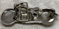 4&Prime; wide Figural Motorcycle W/ Saddle bag Silver color bikers belt buckle