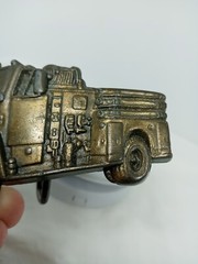 Vtg. Baron Buckle 1978 Brass Fire Truck Belt Buckle #4085