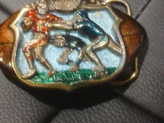 The Great American Belt Buckle Co 1982 Football Serialized solid Brass Enameled