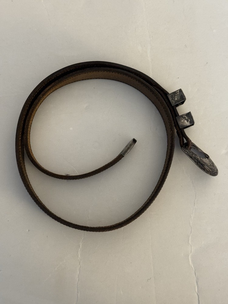 Chacon Unisex Size 30 Red or Brown Leather Sterling Silver Buckle Belt