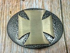 Maltese Iron Cross Religious Gothic Punk Vibe Textured Metal Belt Buckle